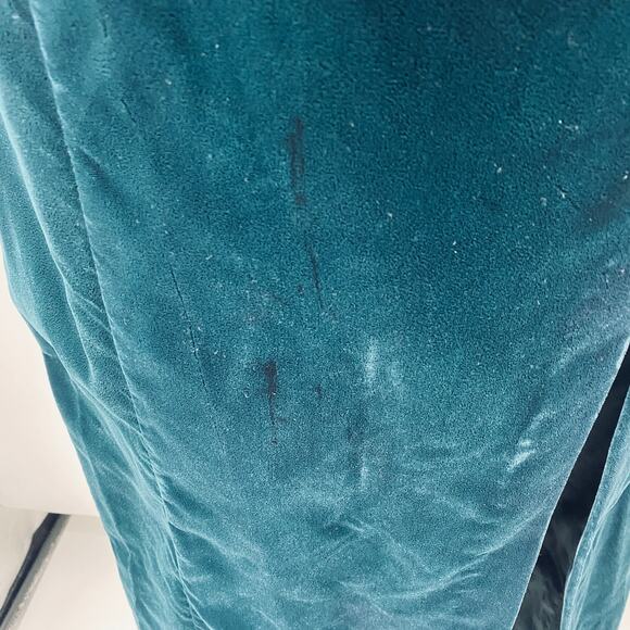 Vintage 90s Velvet Column Gown Sequin Halter Neck Strappy Back Teal Green 2 - Picture 6 of 14